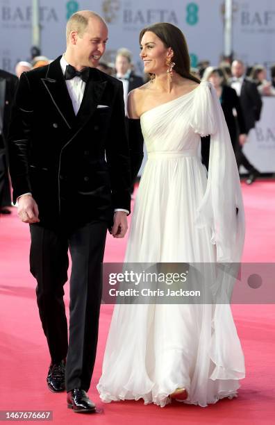 Catherine, Princess of Wales, attends the EE BAFTA Film Awards 2023 at The Royal Festival Hall on February 19, 2023 in London, England. The Prince of...