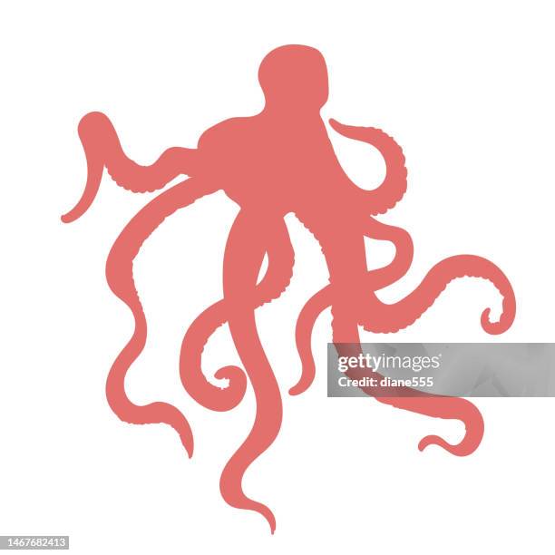 octopus silhouette on a transparent background - octopus silhouette stock illustrations