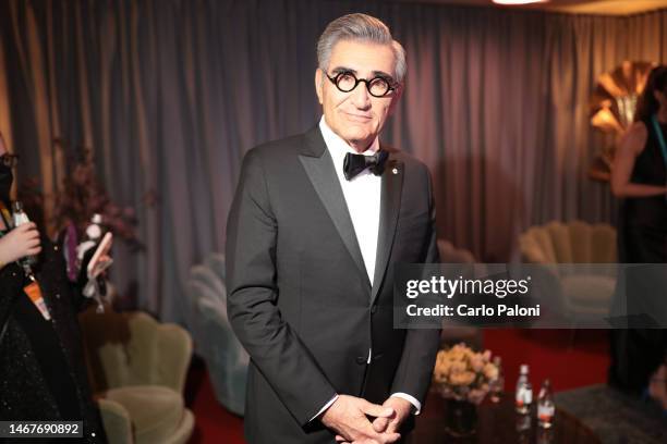 Eugene Levy backstage during the EE BAFTA Film Awards 2023 at The Royal Festival Hall on February 19, 2023 in London, England.