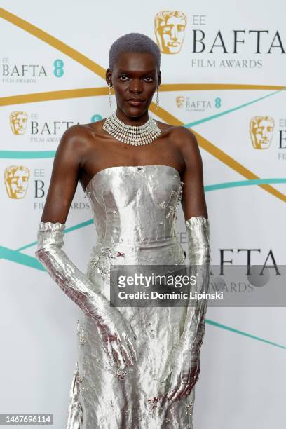 Sheila Atim attends the EE BAFTA Film Awards 2023 at The Royal Festival Hall on February 19, 2023 in London, England.