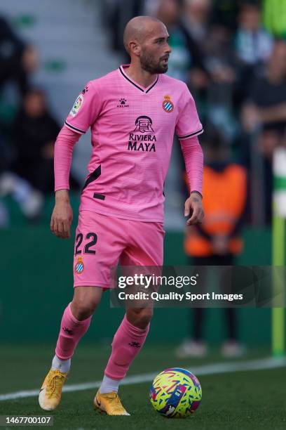 Aleix Vidal of RCD Espanyol in action during the LaLiga Santander match between Elche CF and RCD Espanyol at Estadio Manuel Martinez Valero on...