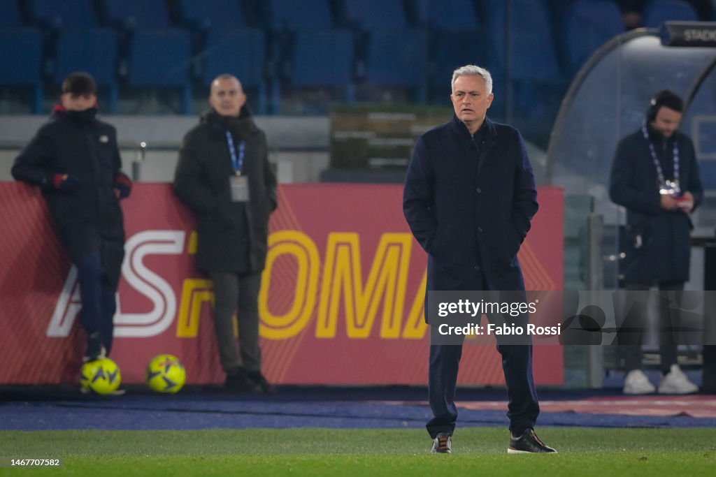 As Roma Coach AS Roma coach Josè Mourinho looks on during the Serie A match between ...