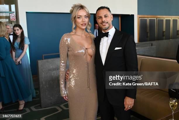 Jeffrey Hirsch and Laura Hamilton attend the EE BAFTA Film Awards 2023 at The Royal Festival Hall on February 19, 2023 in London, England.