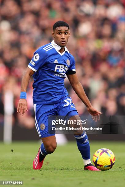 Tetê of Leicester during the Premier League match between Manchester United and Leicester City at Old Trafford on February 19, 2023 in Manchester,...