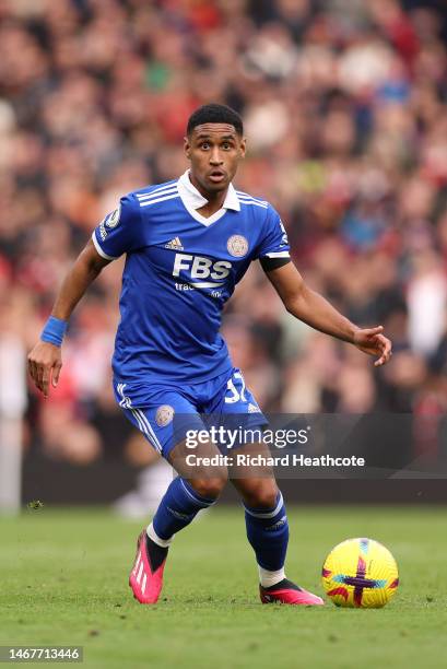 Tetê of Leicester during the Premier League match between Manchester United and Leicester City at Old Trafford on February 19, 2023 in Manchester,...