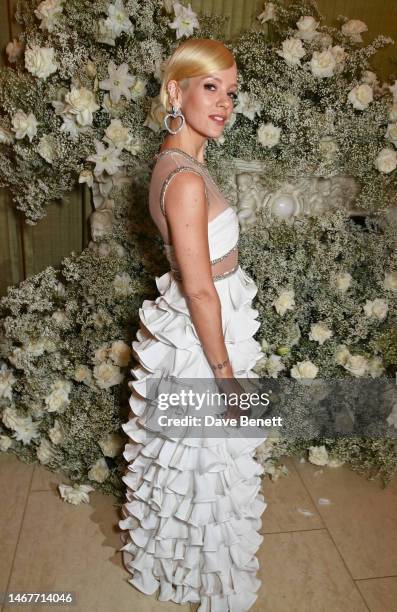 Lily Allen attends the British Vogue And Tiffany & Co. Celebrate Fashion And Film Party 2023 at Annabel's on February 19, 2023 in London, England.