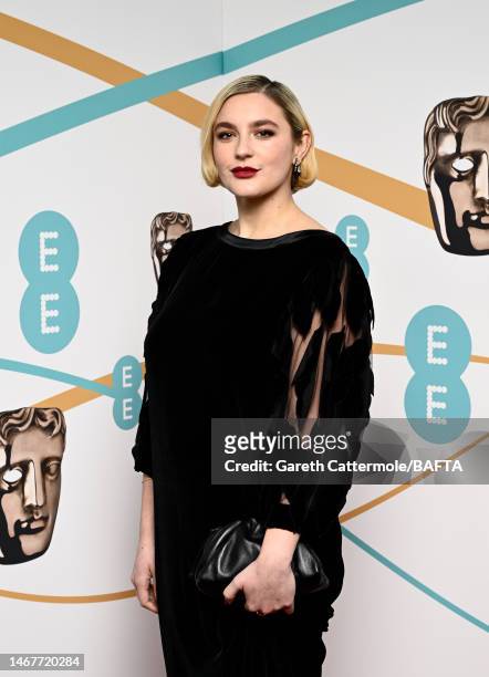Gracie McGraw attends the EE BAFTA Film Awards 2023 at The Royal Festival Hall on February 19, 2023 in London, England.