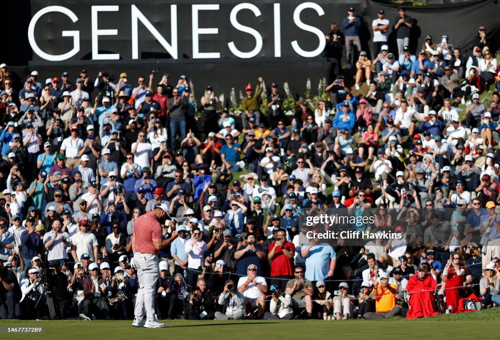 Jon Rahm of Spain celebrates on the 18th green after winning The Jon Rahm of Spain celebrates on the 18th green after winning The