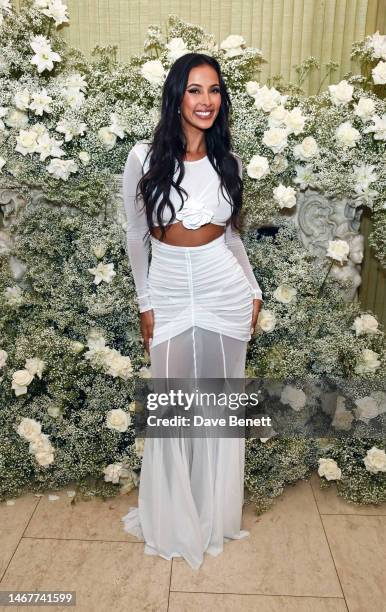 Maya Jama attends the British Vogue And Tiffany & Co. Celebrate Fashion And Film Party 2023 at Annabel's on February 19, 2023 in London, England.