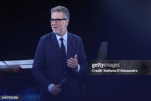 Fabio Fazio attends "Che Tempo Che Fa" Tv Show on February 19, 2023 in Milan, Italy.