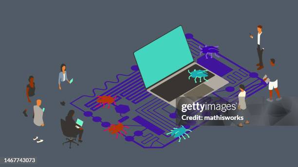 software bugs - debugging stock illustrations