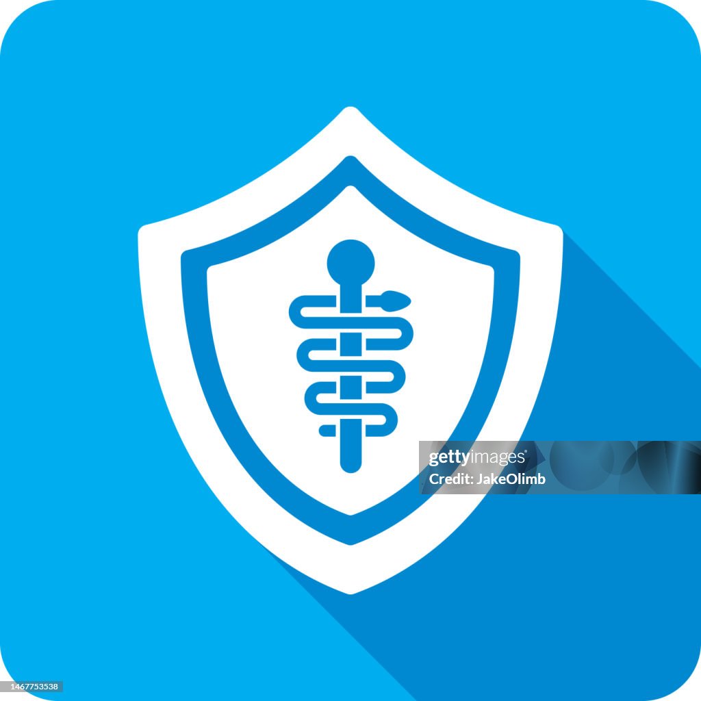 Shield Rod of Asclepius Icon Silhouette
