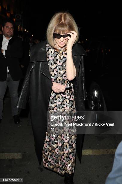 Anna Wintour attends the British Vogue And Tiffany & Co. Celebrate Fashion And Film Party 2023 at Annabel's on February 19, 2023 in London, England.