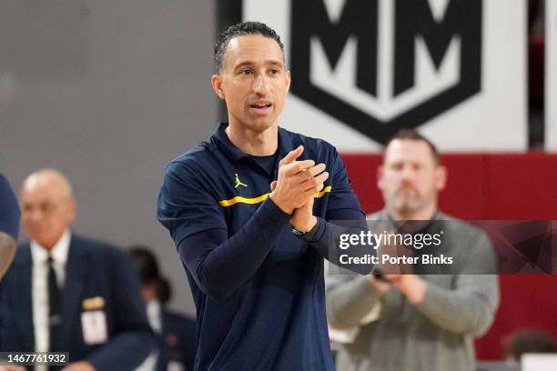 Head coach Shaka Smart of the Marquette Golden Eagles during the game against the St. John's Red Storm at Carnesecca Arena on January 3, 2023 in the...