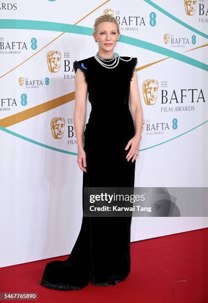 Cate Blanchett attends the EE BAFTA Film Awards 2023 at The Royal Festival Hall on February 19, 2023 in London, England.