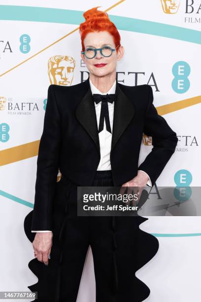 Sandy Powell attends the EE BAFTA Film Awards 2023 at The Royal Festival Hall on February 19, 2023 in London, England.
