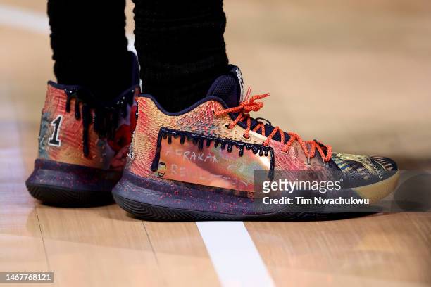 Shoes worn by Kyrie Irving of the Dallas Mavericks in the 2023 NBA All Star Game between Team Giannis and Team LeBron at Vivint Arena on February 19,...