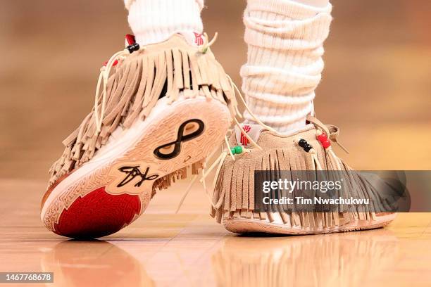 Shoes worn by Kyrie Irving of the Dallas Mavericks in the 2023 NBA All Star Game between Team Giannis and Team LeBron at Vivint Arena on February 19,...