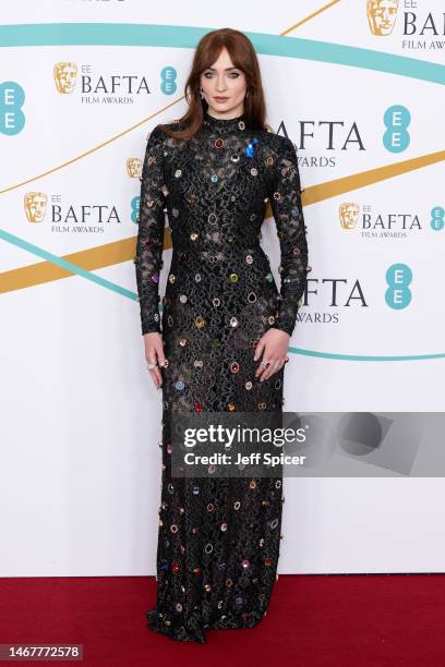 Sophie Turner attends the EE BAFTA Film Awards 2023 at The Royal Festival Hall on February 19, 2023 in London, England.