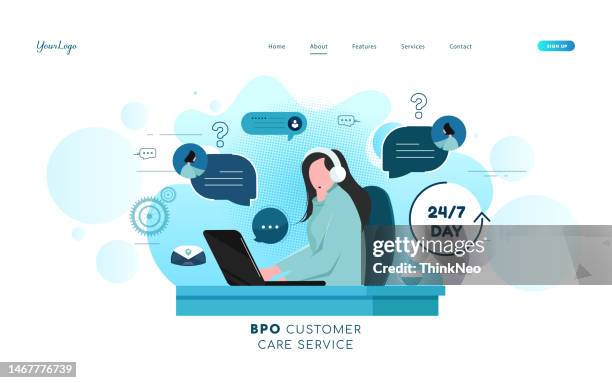 helpline operator consulting a client. - open mic stock illustrations