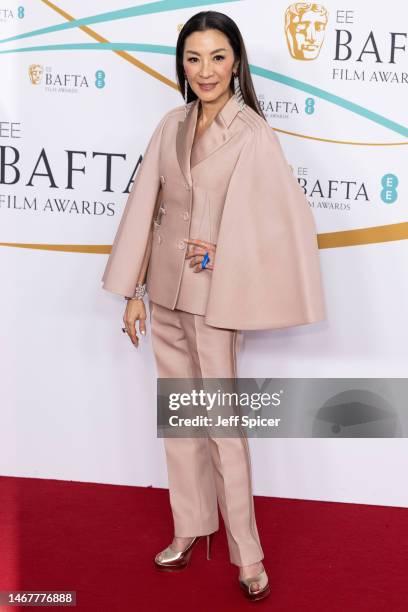 Michelle Yeoh attends the EE BAFTA Film Awards 2023 at The Royal Festival Hall on February 19, 2023 in London, England.