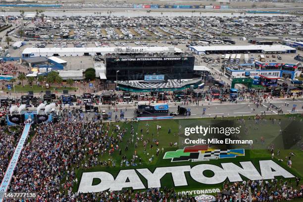 General view of or pre-race ceremonies prior to the NASCAR Cup Series 65th Annual Daytona 500 at Daytona International Speedway on February 19, 2023...