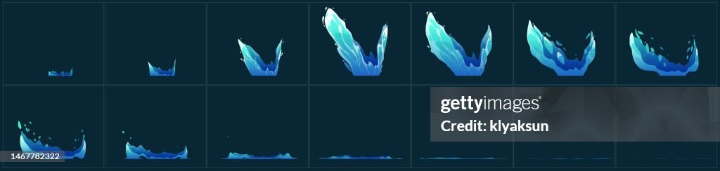 Water splash vfx animation sprite sheet stages