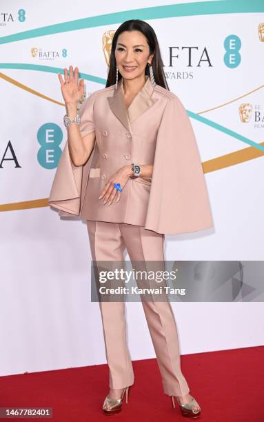 Michelle Yeoh attends the EE BAFTA Film Awards 2023 at The Royal Festival Hall on February 19, 2023 in London, England.