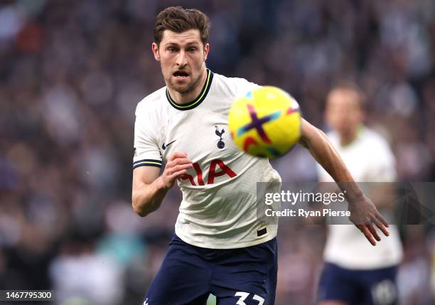 Ben Davies of Tottenham Hotspur in action during the Premier League match between Tottenham Hotspur and West Ham United at Tottenham Hotspur Stadium...