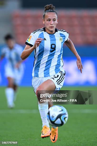 Paulina Gramaglia of Argentina dribbles the ball during the International Friendly Match between New Zealand and Argentina which is part of the 2023...