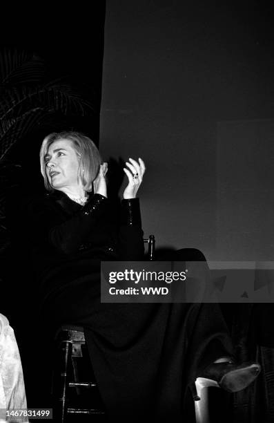 Hillary Rodham Clinton appears onstage during an event at the National Building Museum in Washington, D.C., on March 18, 1996.