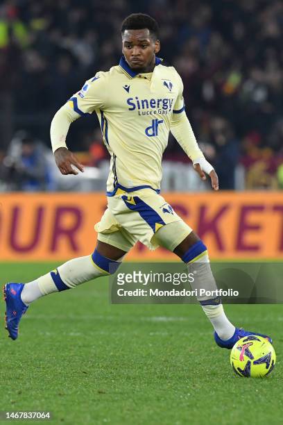 The Verona player Jayden Braaf during the match Roma v Verona at the Stadio Olimpico. Rome , February 19th, 2023