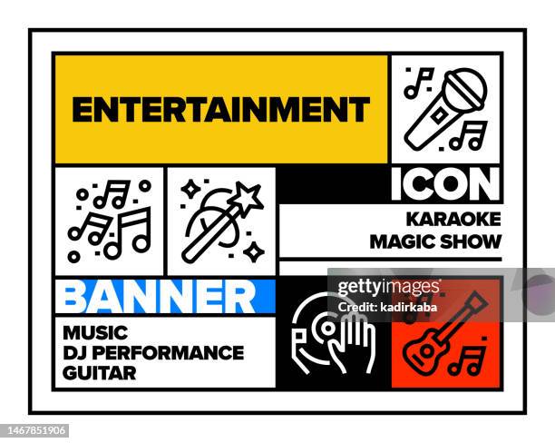 ilustrações, clipart, desenhos animados e ícones de conjunto de ícones da linha de entretenimento e design de banner - ticket line concert