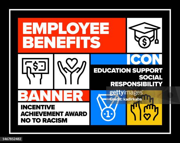 employee benefits line icon set and banner design - maternity leave 幅插畫檔、美工圖案、卡通及圖標