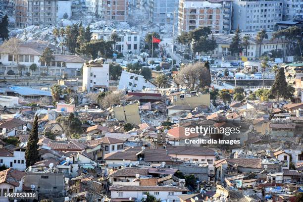 General view of city after earthquake on February 20, 2023 in Hatay, Türkiye. The death toll from a catastrophic earthquake that hit Turkey and Syria...