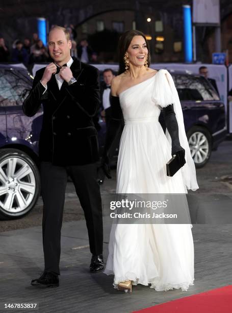 Catherine, Princess of Wales and Prince William, Prince of Wales attend the EE BAFTA Film Awards 2023 at The Royal Festival Hall on February 19, 2023...