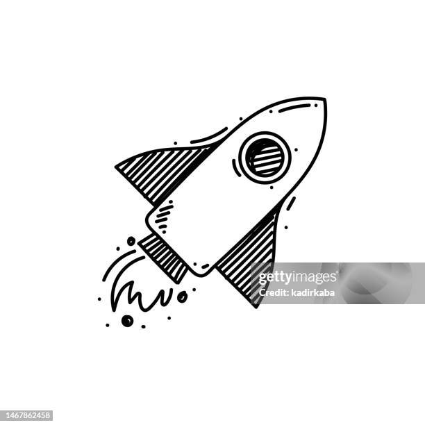 startlinie symbol, skizzendesign, pixel perfekt, bearbeitbarer strich, neues geschäft, rakete, start. - rakete stock-grafiken, -clipart, -cartoons und -symbole