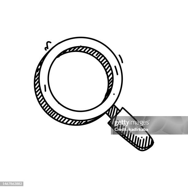 magnifying glass line icon, sketch design, pixel perfect, editable stroke, search, analyzing. - lupe stock illustrations