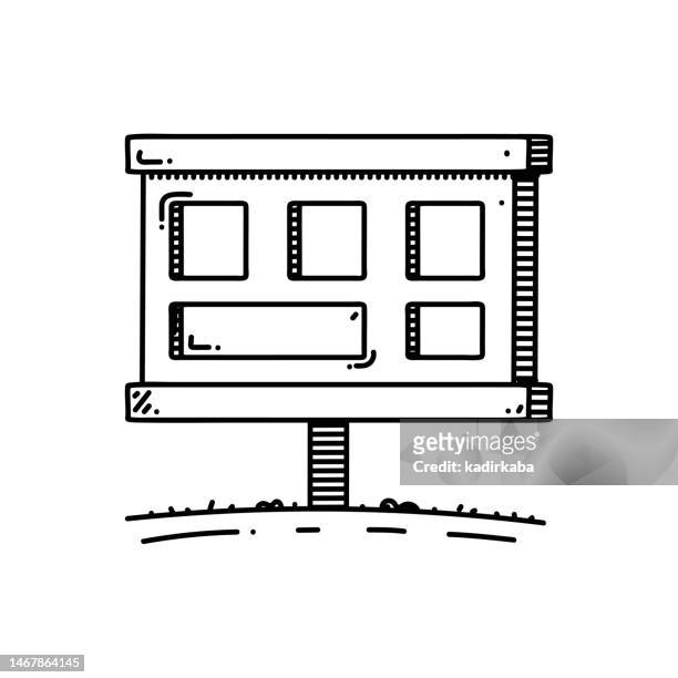 storyboard-liniensymbol, skizzendesign, pixel perfekt, bearbeitbare kontur. - storyboard cinema stock-grafiken, -clipart, -cartoons und -symbole