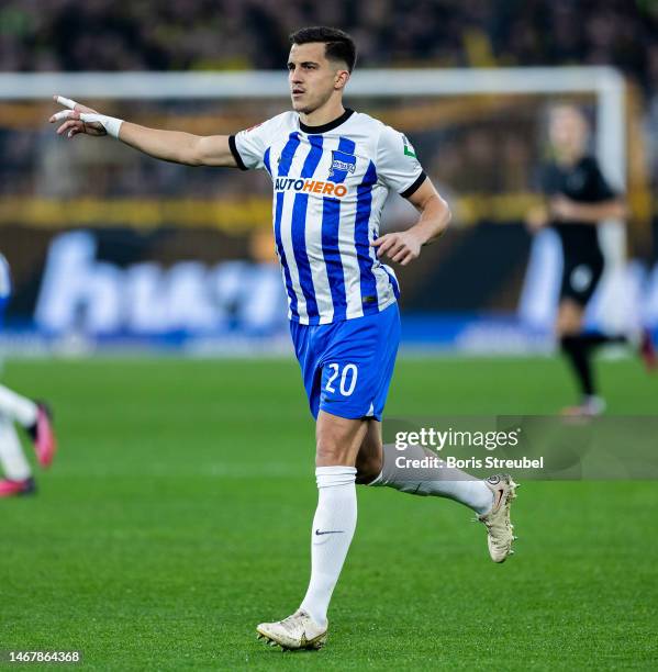 Marc Oliver Kempf of Hertha BSC gestures during the Bundesliga match between Borussia Dortmund and Hertha BSC at Signal Iduna Park on February 19,...