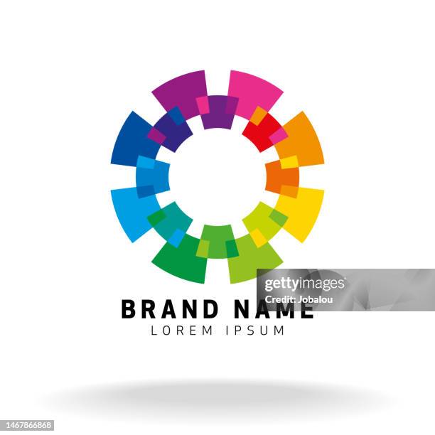 dynamic segments of colored gear brand symbol - gears 幅插畫檔、美工圖案、卡通及圖標