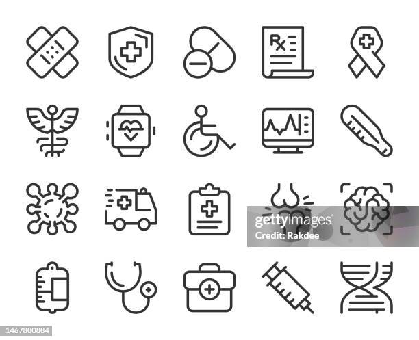 medical - line icons - brain scans stock illustrations