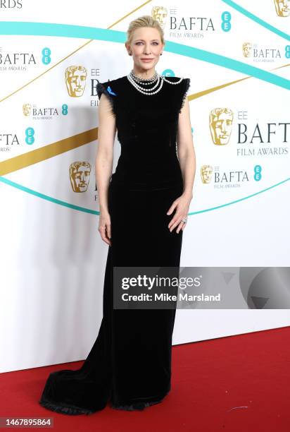 Cate Blanchett attends the EE BAFTA Film Awards 2023 at The Royal Festival Hall on February 19, 2023 in London, England.