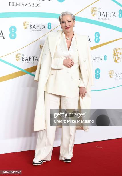 Emma Thompson attends the EE BAFTA Film Awards 2023 at The Royal Festival Hall on February 19, 2023 in London, England.