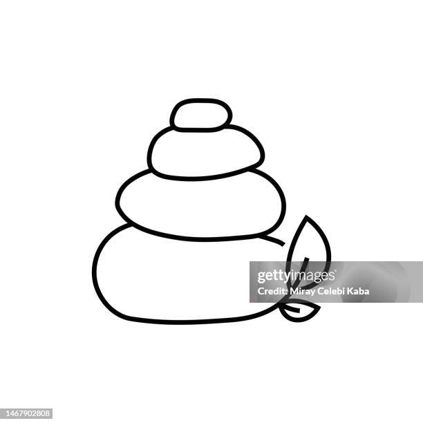 stone and spa elements line icon - sea stacks stock illustrations