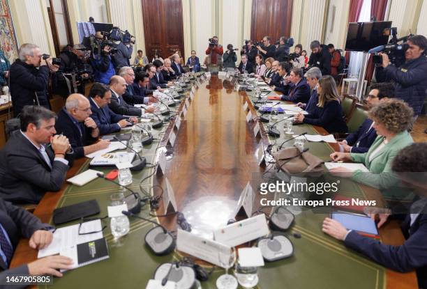 View of the plenary session of the Observatorio de la Cadena Alimentaria, at the Ministry's headquarters, on 20 February, 2023 in Madrid, Spain. The...