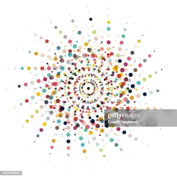 vector colorful half tone polka dots textured ring icon - extreme close up stock illustrations