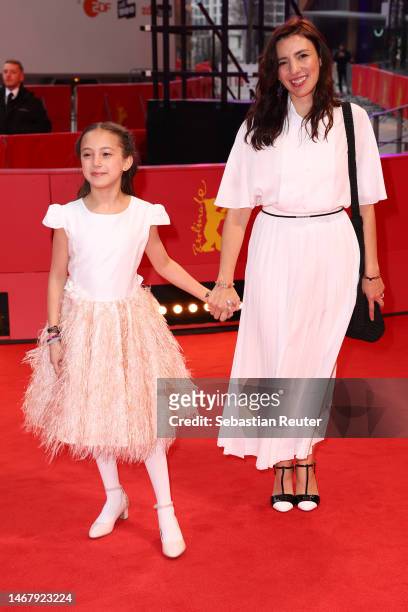Director, screenwriter and producer Lila Aviles and Naima Senties pose together at the "Totem" premiere during the 73rd Berlinale International Film...