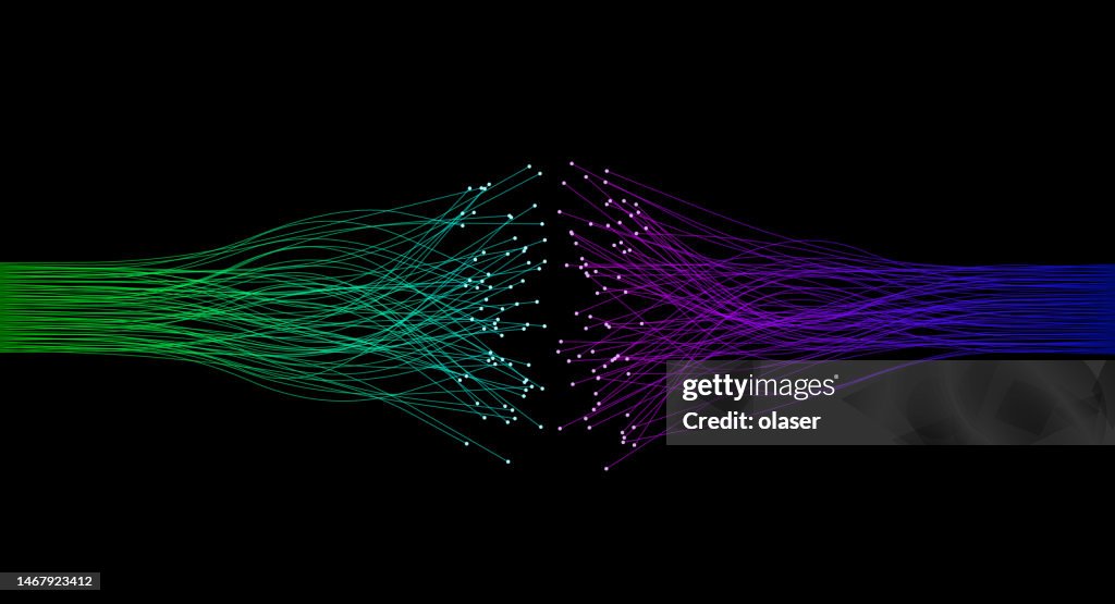 Connecting - blue - green communication fibers