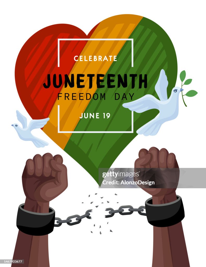 Freedom. Juneteenth Freedom Breaking Chains.